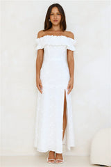 Spring Serenade Off Shoulder Maxi Dress White